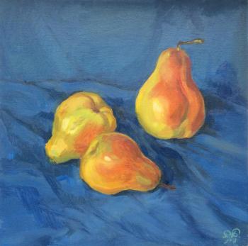 Pears on blue. Budaeva Darima
