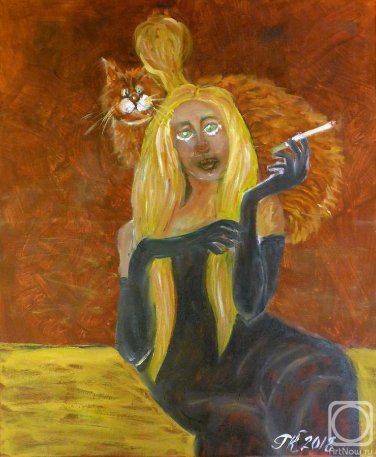 Kokoreva Margarita. Girl with a cat