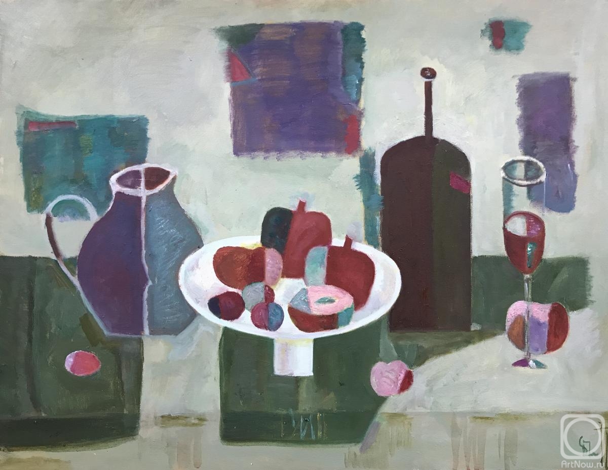 Bykov Sergey. Bottle, pomegranates and jug