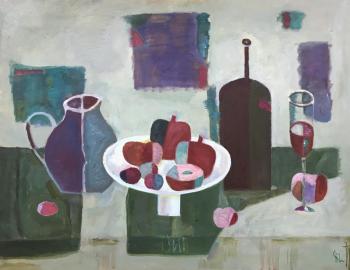 Bottle, pomegranates and jug. Bykov Sergey