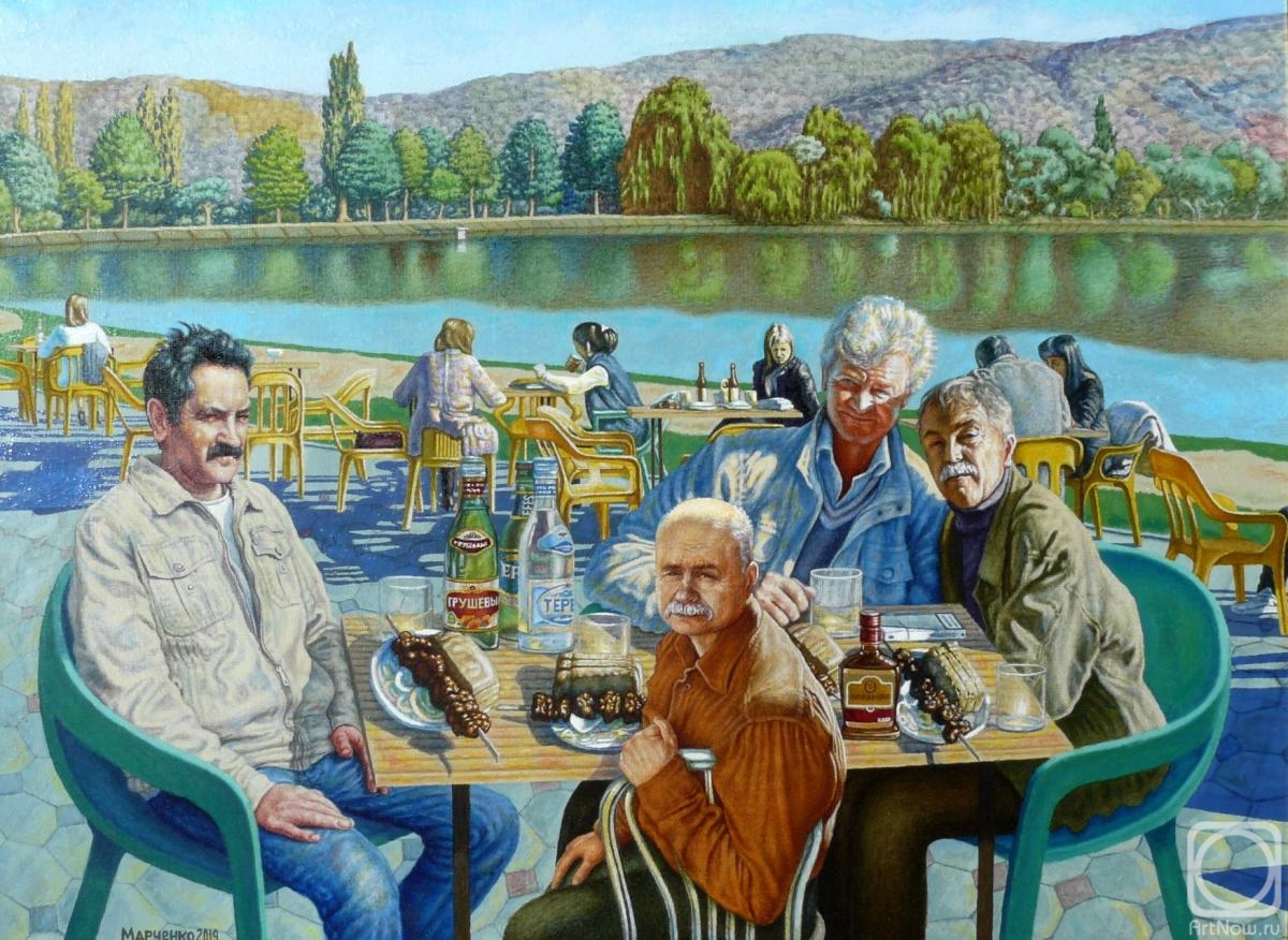 Marchenko Vladimir. The meals in the cafe "Coin" four artists