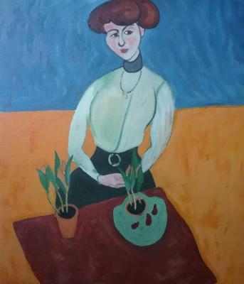 Girl with tulips. Klenov Andrei