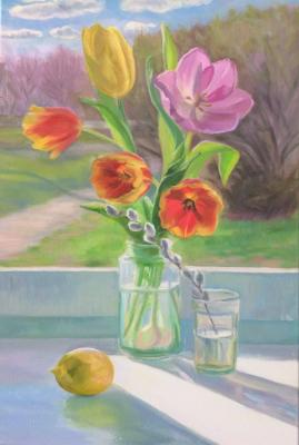 March. Sketch with tulips (Willow In The Sun). Tsebenko Natalia