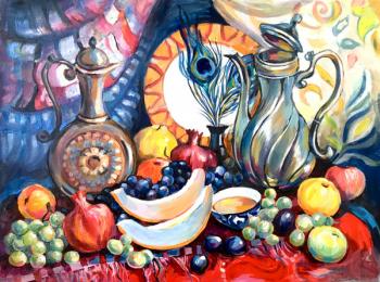 Oriental still life with a silver jug. Zakharova Anastasiya