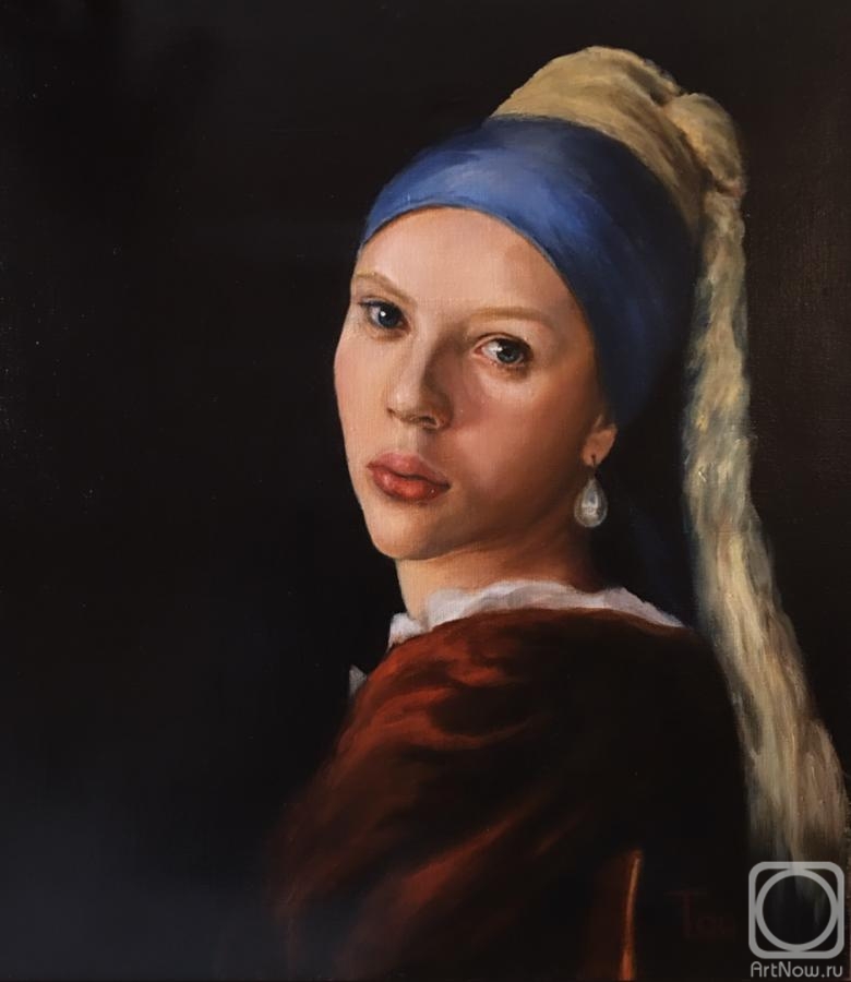 Takhtaulov Vladislav. Portrait of Scarlett Johansson with a Pearl Earring