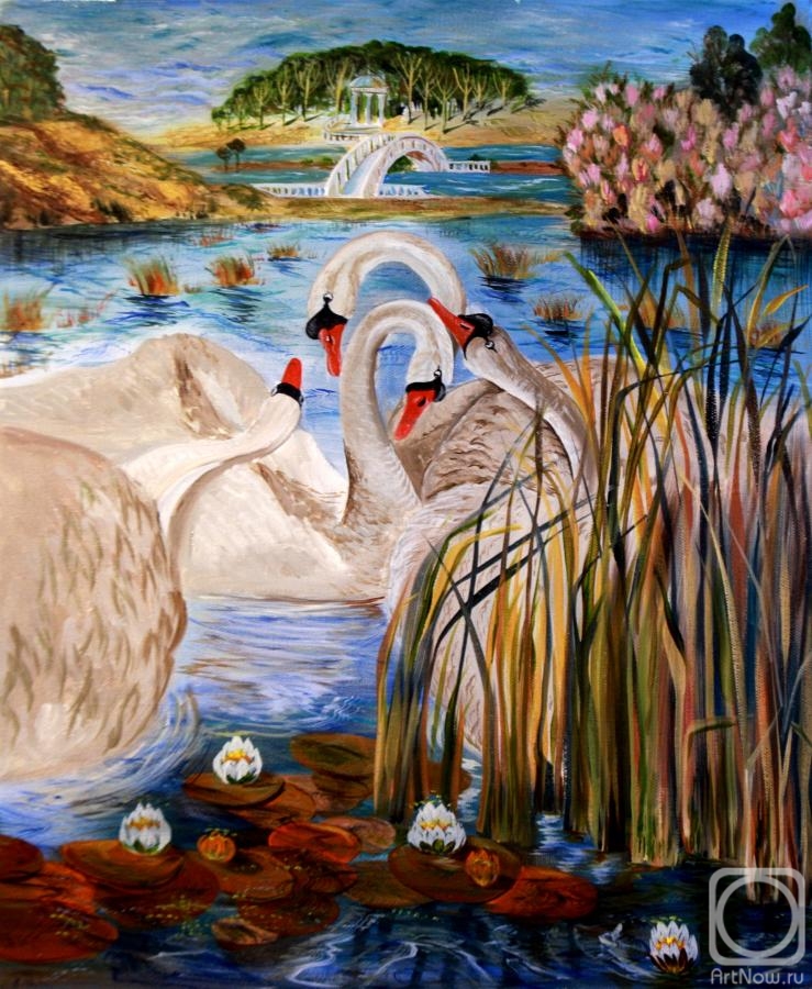 Kirillova Juliette. Painting with Swans