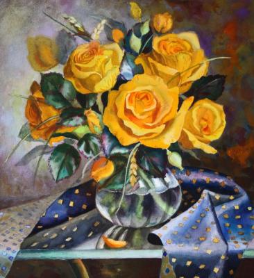 Orange roses (The Painting Over The Sofa). Zhadenova Natalya