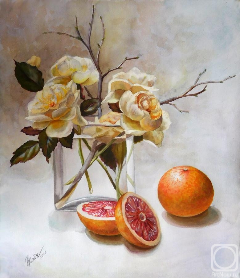 Zhadenova Natalya. Rose and grapefruit
