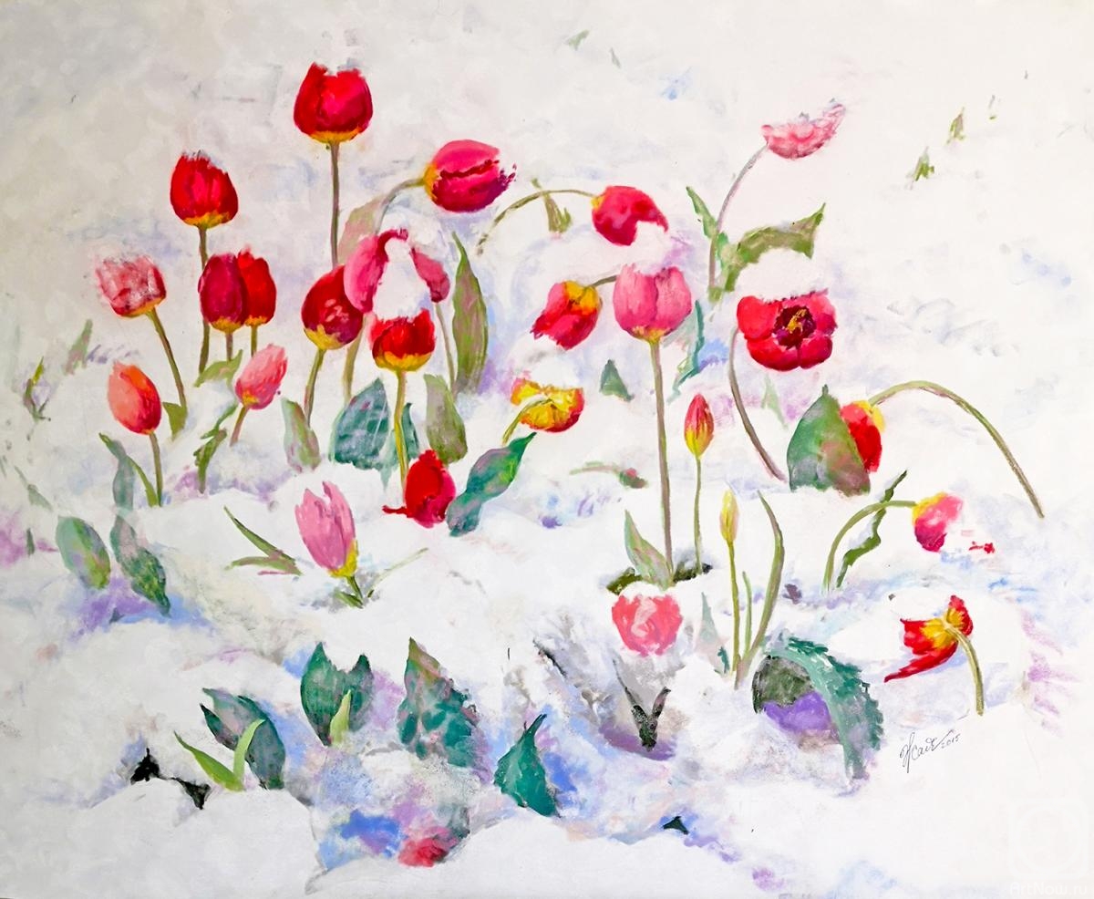 Zhadenova Natalya. Snow tulips