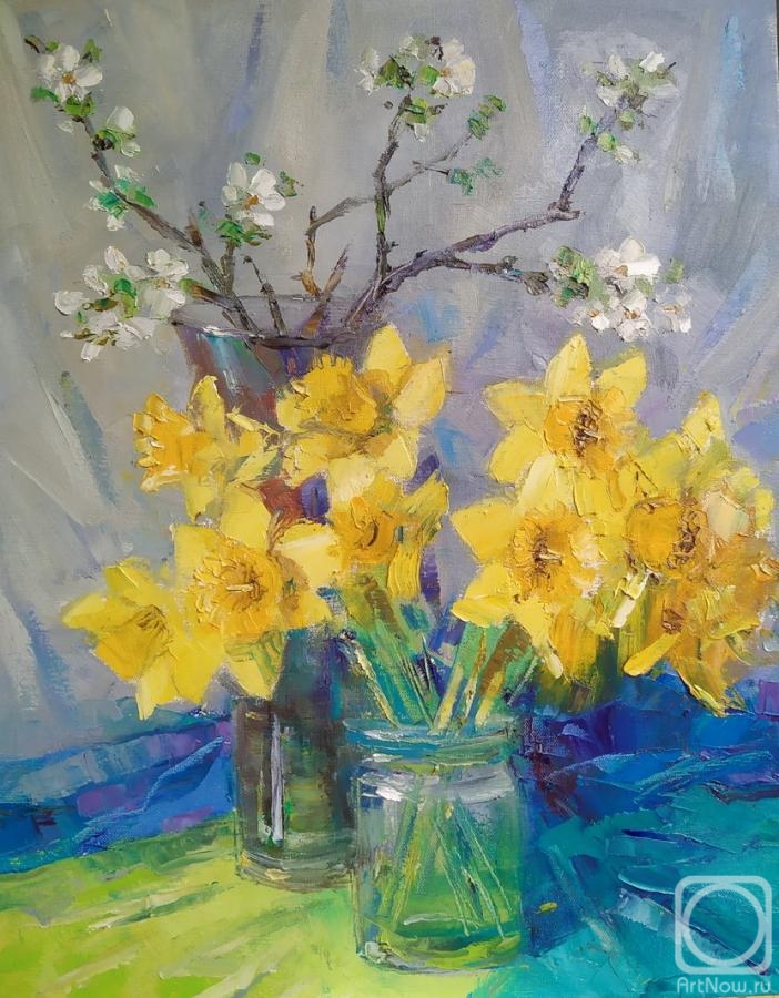 Spasenov Vitaliy. Daffodils and cherries