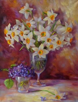 Daffodils and violets. Razumova Svetlana