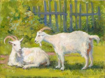 Two goats. Summer etude. Shumakova Elena