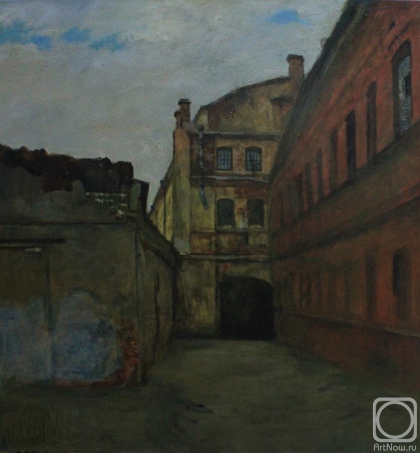 Egorov Viktor. Architectural study in dark colors Yard on the Fonarnij Lane