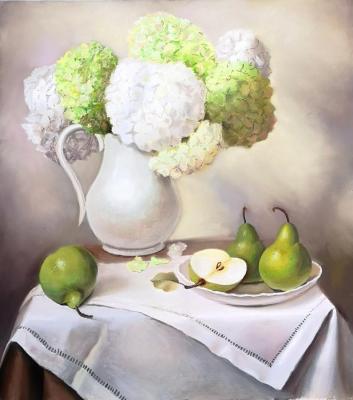 Hydrangeas and pears