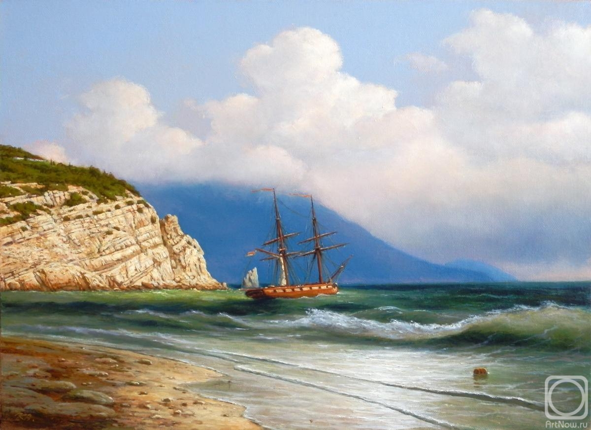 Karlikanov Vladimir. Summer day. The sea near the cliff of Parus
