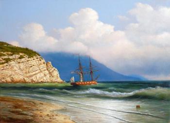Summer day. The sea near the cliff of Parus. Karlikanov Vladimir