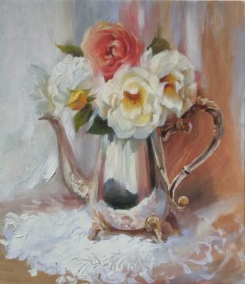 Garden roses (Silver Coffee Pot). Rostovskaia Nataly
