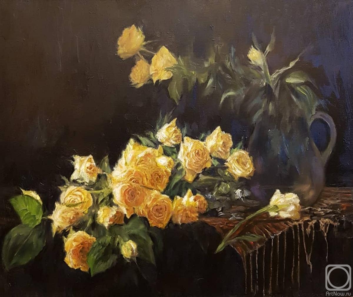 Treschalin Marsel. Still life with yellow roses