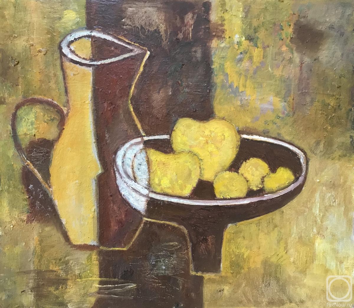 Bykov Sergey. Yellow still life with a vase