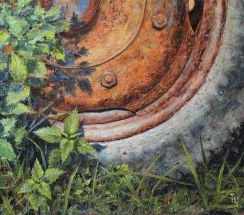 Rustic mosaic. Wheel (Red Tractor). Chepkasova Tatiana