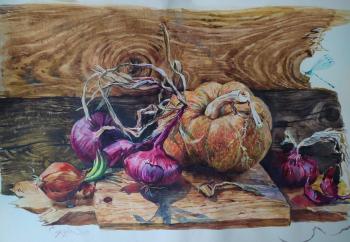 Pumpkin and Crimean onion (Graphics For The Kitchen). Simonova Olga
