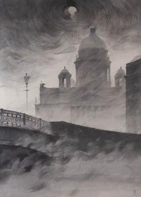 St. Isaac's Cathedral and a hole in the sky (Fog In The City). Eldeukov Oleg