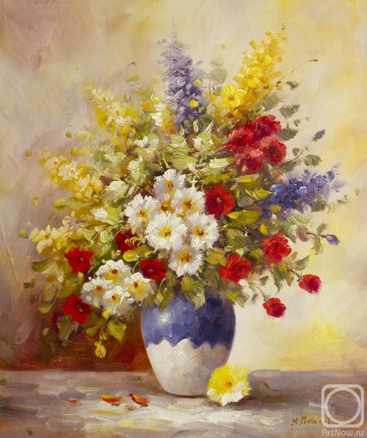 Potapova Maria. A bouquet of garden flowers in a vase