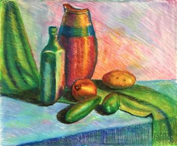 Stillife with Green Scarf and Vegetables