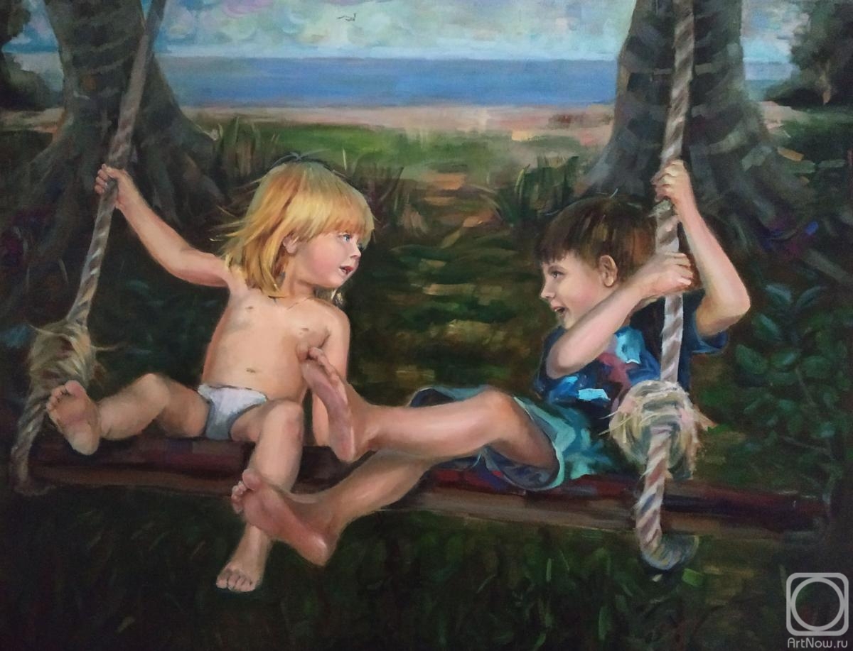 Silaeva Nina. Children on the swing