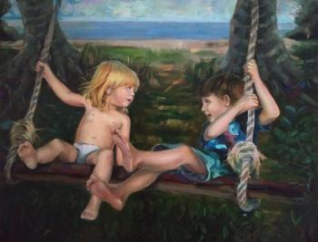 Children on the swing (Multi-Layer Painting). Silaeva Nina