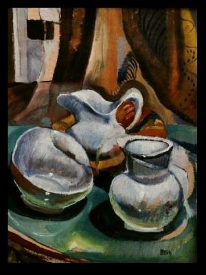 Still life with white dishes. 1996. Makeev Sergey