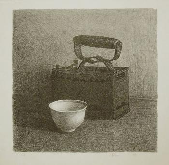 Autolithography 5/6. Still life "Iron and cup"