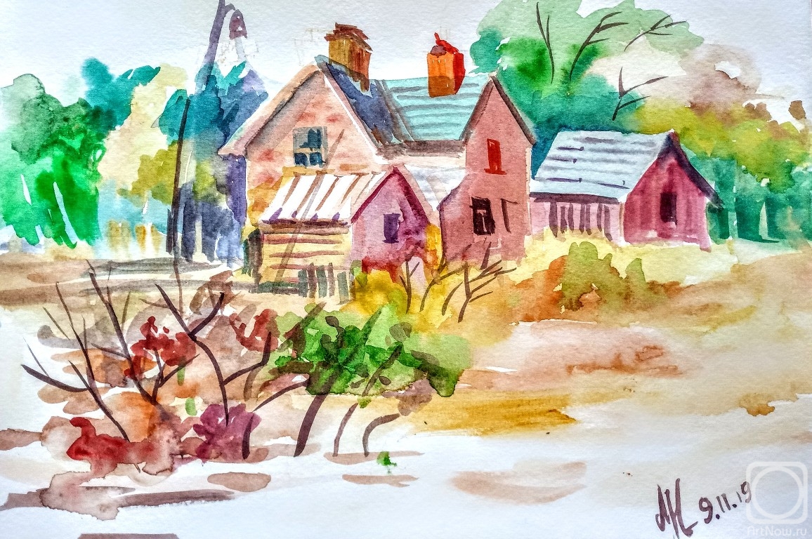 Medvedeva Maria. Red house. Autumn
