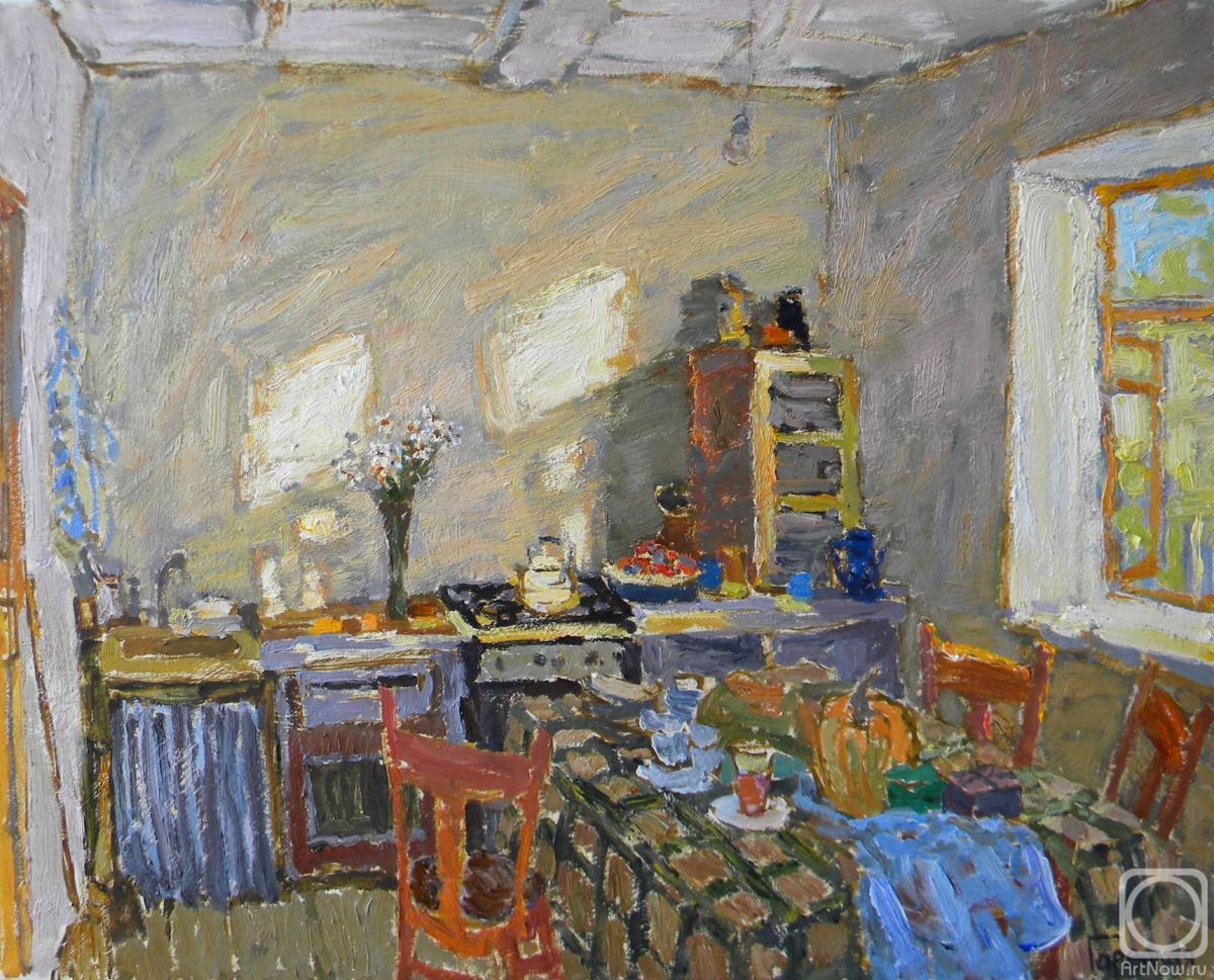 Goretskaya Polina. The interior with cloth plaid pocket sweatshirt