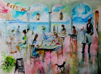 In the seaside caf&#233;