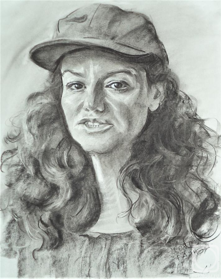 Dobrovolskaya Gayane. Self portrait in a baseball cap, from life