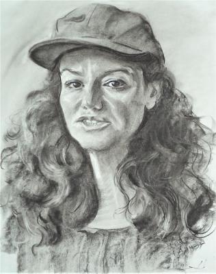 Self portrait in a baseball cap, from life. Dobrovolskaya Gayane