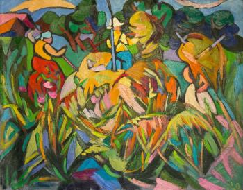 Haymaking in the village, stack throw