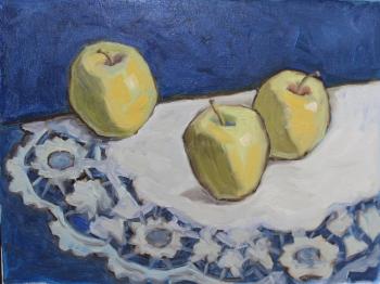 Yellow apples and grandma's embroidery. Illarionova-Komarova Elena