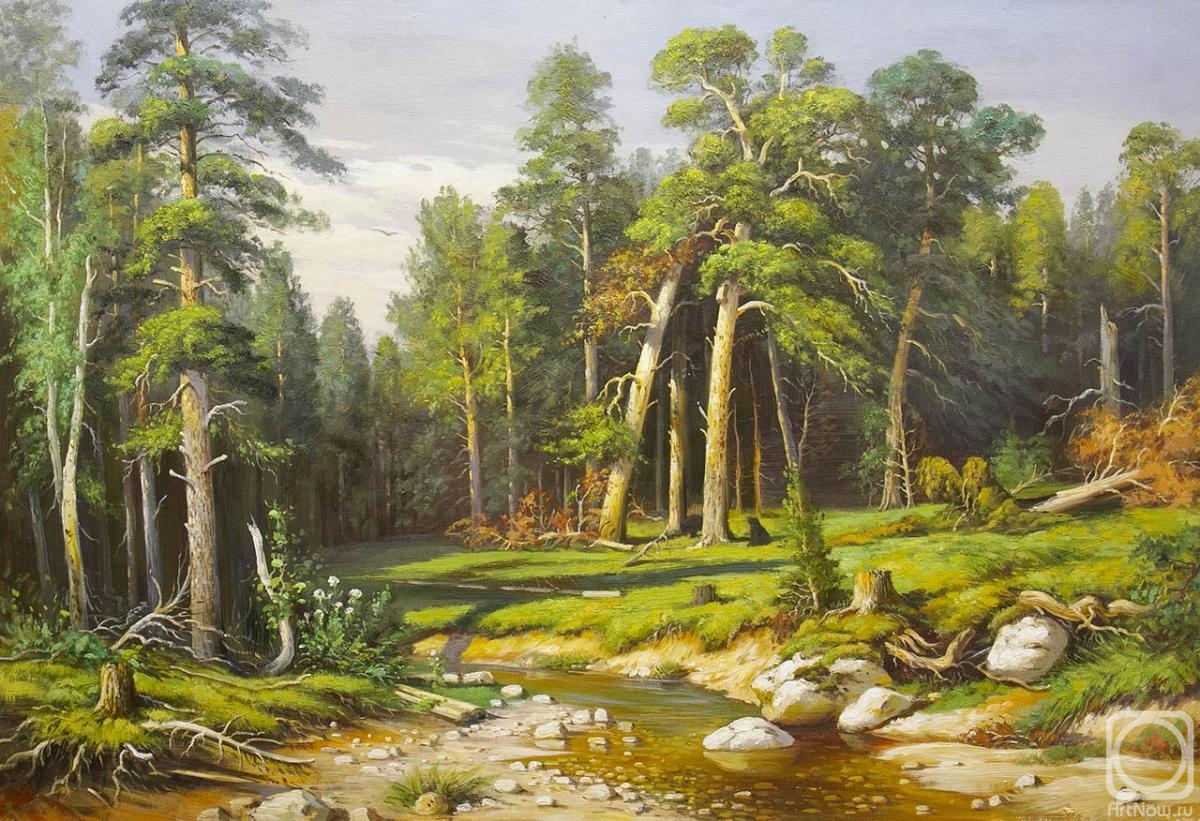Romm Alexandr. A copy of Ivan Shishkins painting. Pine Forest. Mast forest in the Vyatka province