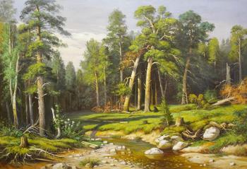 A copy of Ivan Shishkins painting. Pine Forest. Mast forest in the Vyatka province