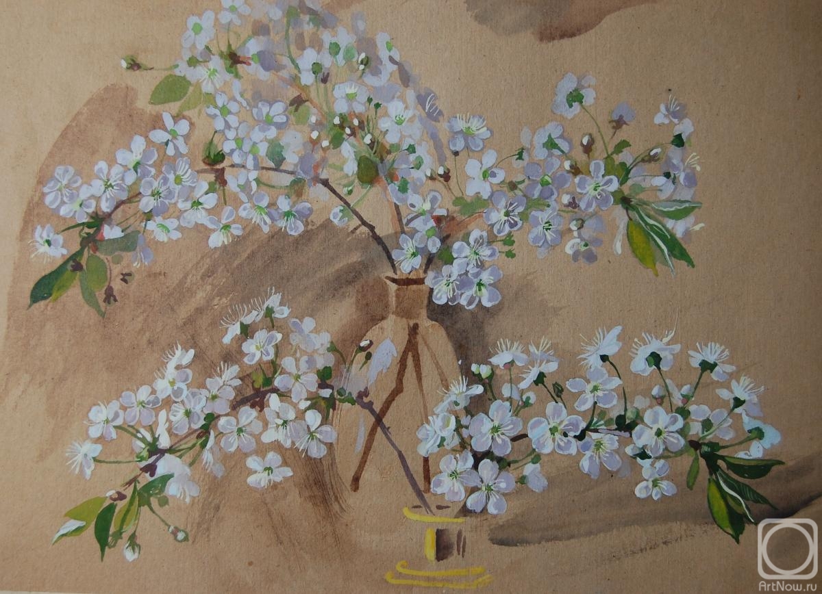 Dobrovolskaya Gayane. Blooming cherry branches, two bouquets
