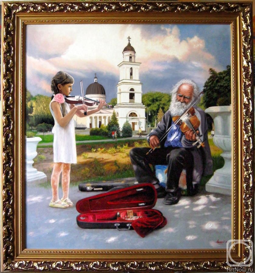 Arseni Victor. The old musician with his granddaughter