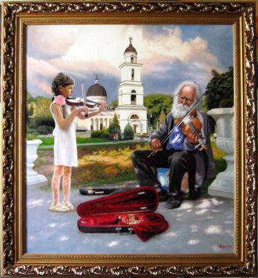 The old musician with his granddaughter. Arseni Victor