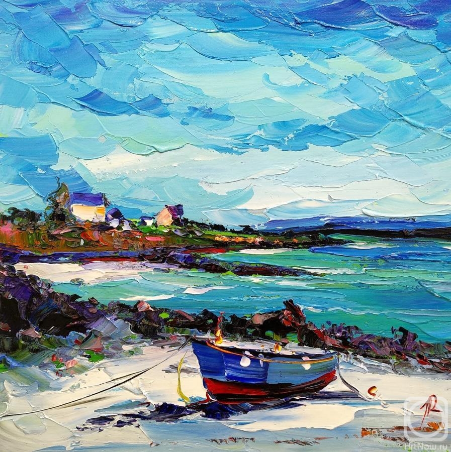 Rodries Jose. Blue boat on the sandy shore