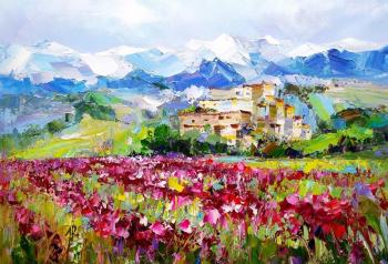 Lavender fields on a background of mountains. Rodries Jose