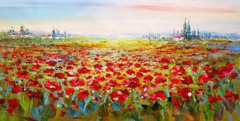 Landscape with poppies. Rodries Jose