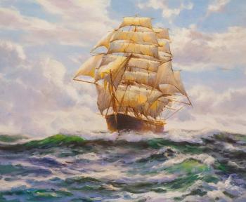 Copy of the picture by Dawson Montague (Montague Dawson) Clipper Thermopylae (Sailing Ship In The Sea Painting). Lagno Daria