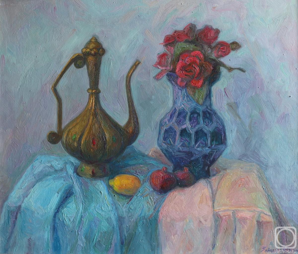 Zaitseva Anastasia. Still life with blue vase