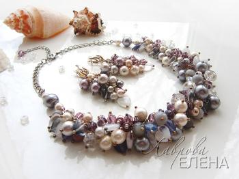 Jewelry set "Baltic silver" (Necklace With Pearls). Lavrova Elena